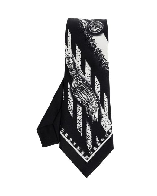 Versace Black Silk Tie With "Formula 6" Print for men