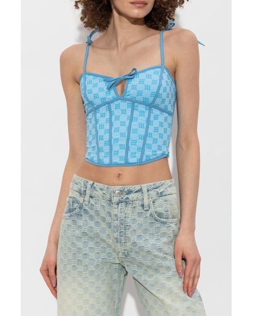 M I S B H V Blue Corset Top With Monogram