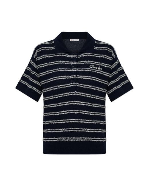 Moncler Blue Shirt With Logo Patch