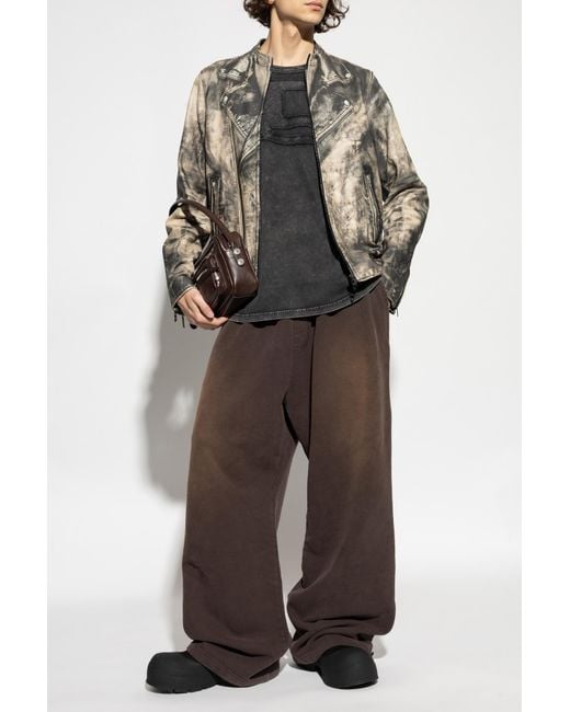 DIESEL Natural Leather Jacket 'L-Tad-Print' for men