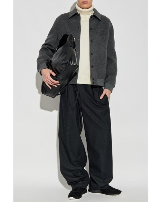 Fendi Black Wool Jacket With Embossed Logo for men