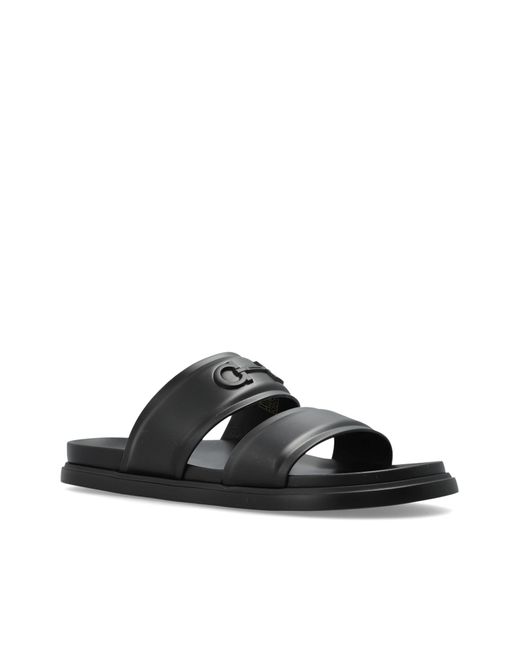 Ferragamo Black 'Saint Bart' Slides for men