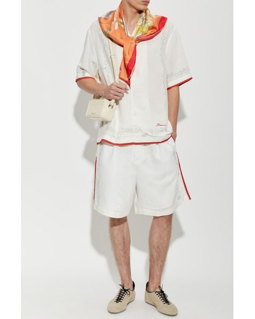 Jacquemus White Patterned Shorts for men