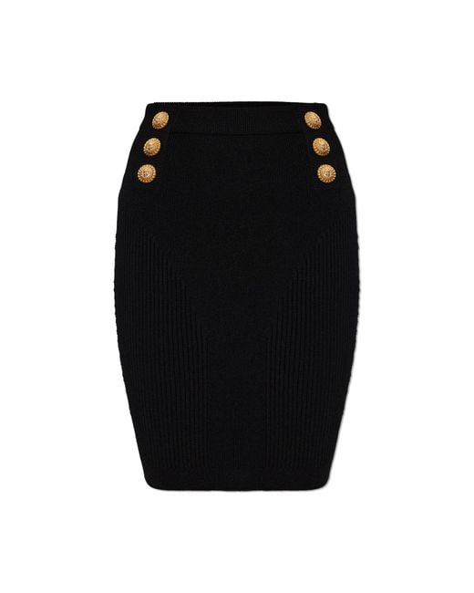 Balmain Black Skirt With Decorative Buttons