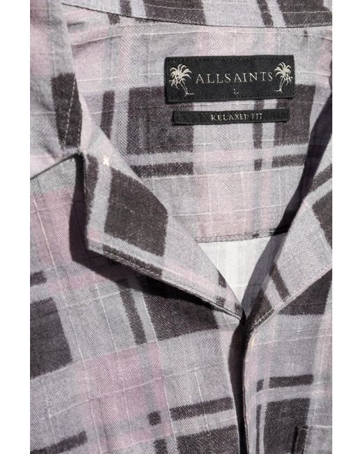 AllSaints Purple Checkered Shirt 'big Sur', for men