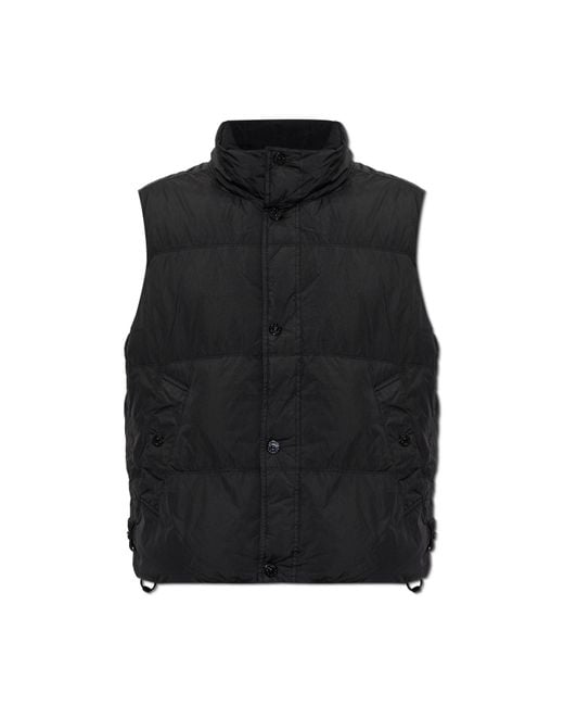 Stone Island Black Quilted Vest With Stand-Up Collar for men