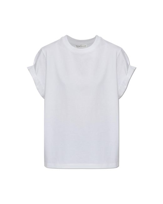 Victoria Beckham White T-Shirt With Rolled-Up Sleeves