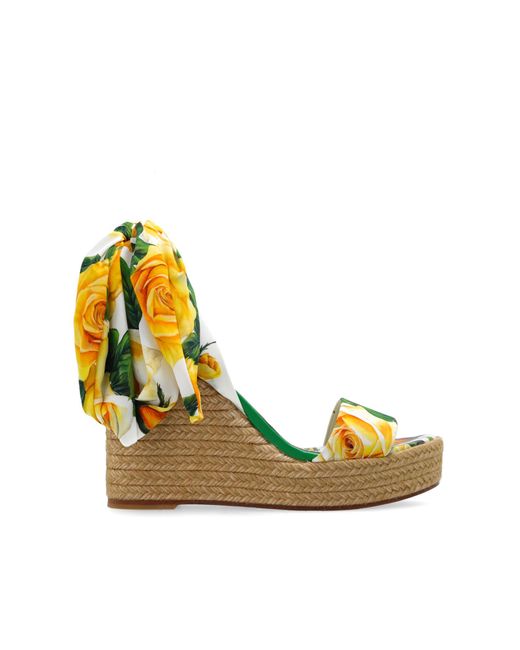 Dolce & Gabbana Yellow Wedge Sandals,
