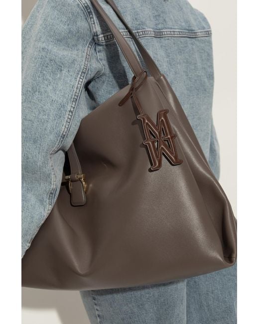 Max Mara Gray Leather Pendant "Mmcharm"
