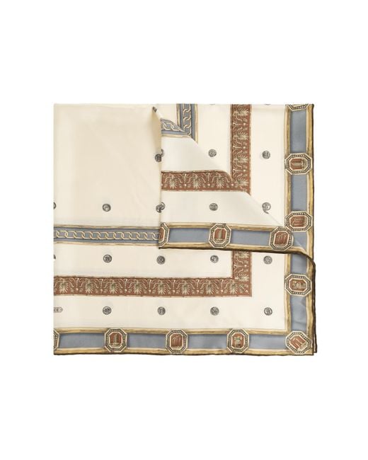 Versace Natural Silk Scarf With "The Ringmaster" Print
