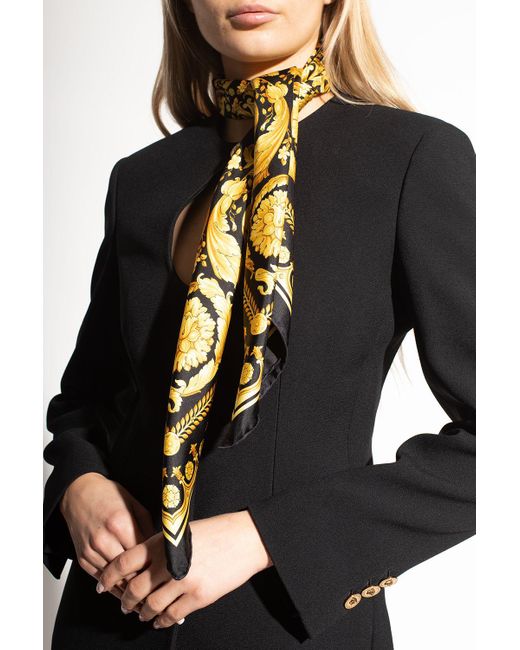 Versace Silk Scarf in Black | Lyst