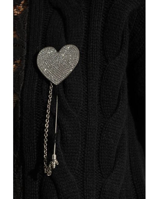 Moschino White Heart-Shaped Brooch
