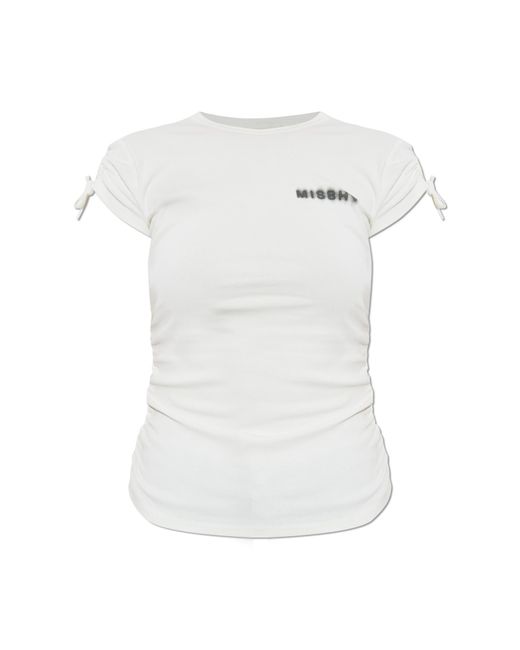 M I S B H V White T-Shirt With Logo