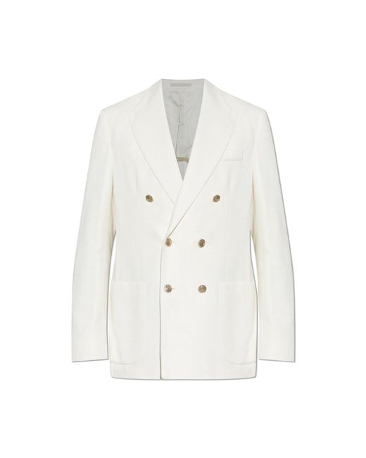 Eleventy White Double-Breasted Blazer for men