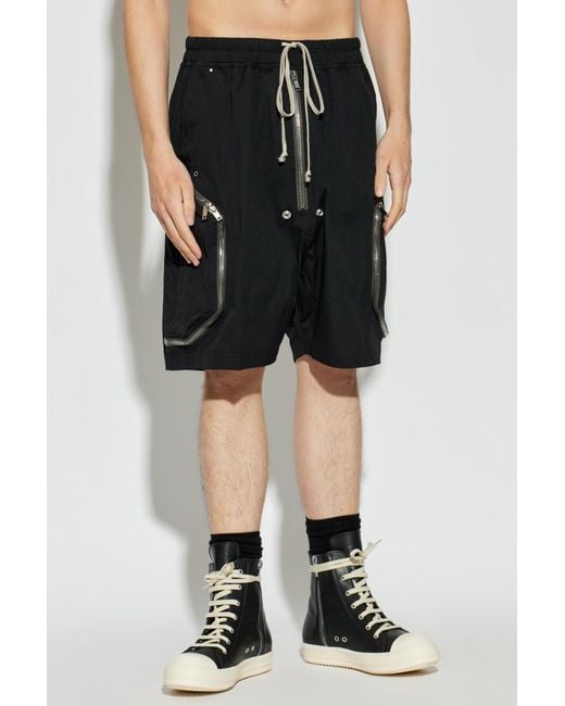Rick Owens Black Cargo Shorts for men