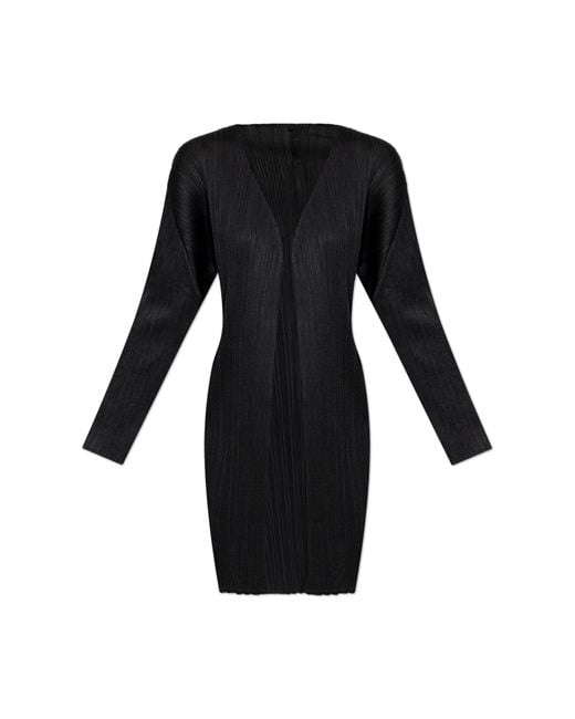 Pleats Please Issey Miyake Black Pleated Cardigan