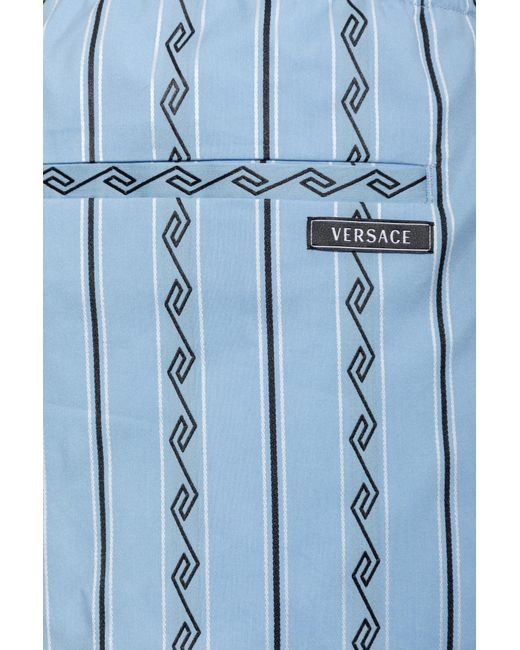 Versace Blue Shorts With Greek Pattern for men
