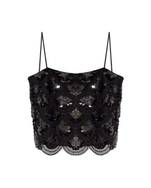 ROTATE BIRGER CHRISTENSEN Black Short Sequin Top
