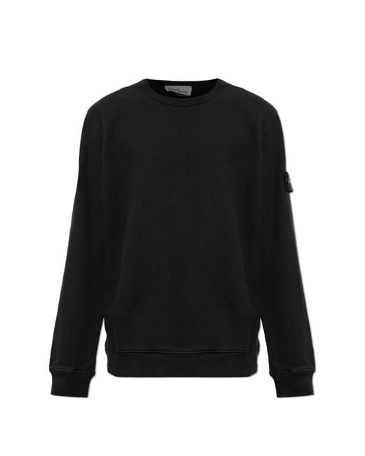 Stone Island Black Sweatshirt With Logo Patch for men