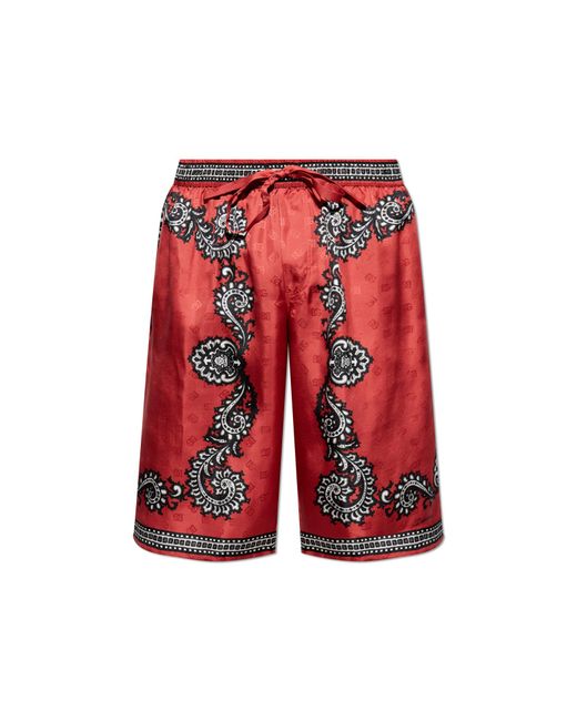 Dolce & Gabbana Red Silk Shorts for men