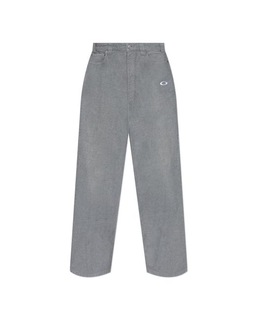 Balenciaga Gray Jeans With Embroidered Logo for men