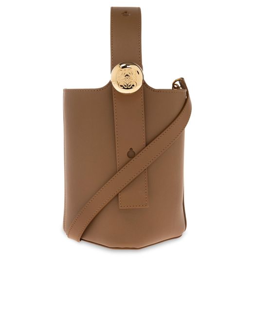 Loewe Brown 'pebble Mini' Bucket Shoulder Bag,