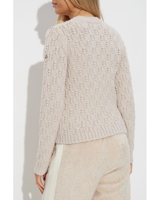 Moncler Natural Sweater With A Decorative Knit