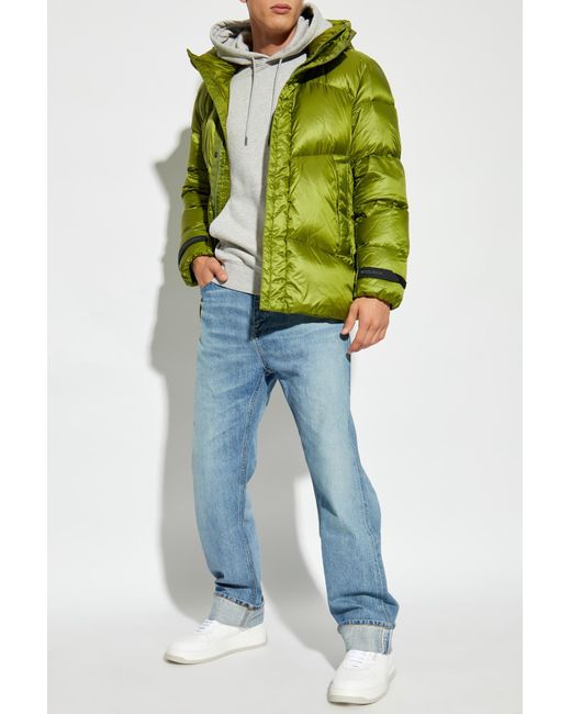 Woolrich Green Down Jacket With Hood for men