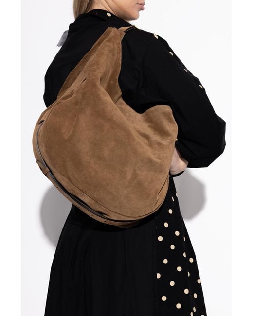 Moschino Brown Suede Handbag