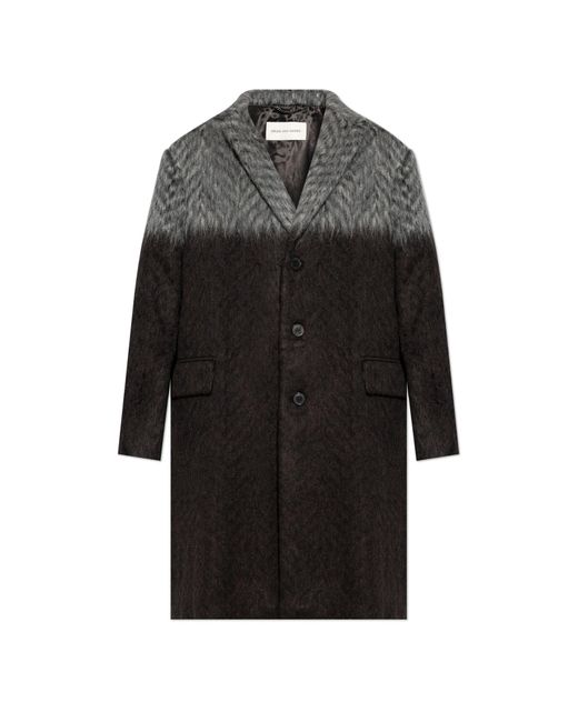 Dries Van Noten Black Coat With Mohair Finish for men