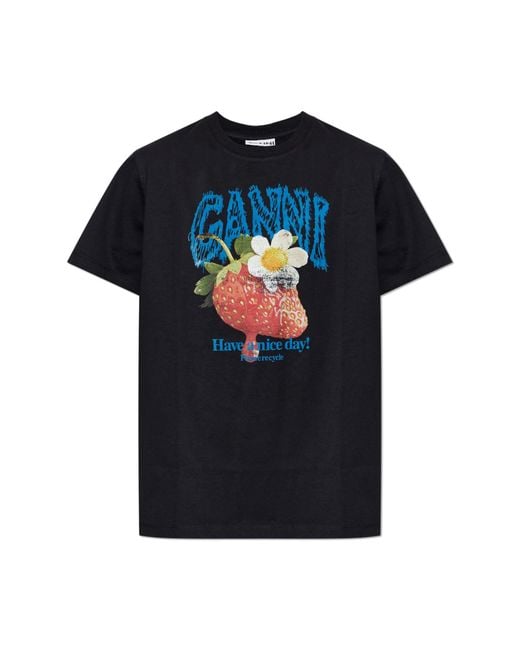 Ganni Black T-Shirt With Print