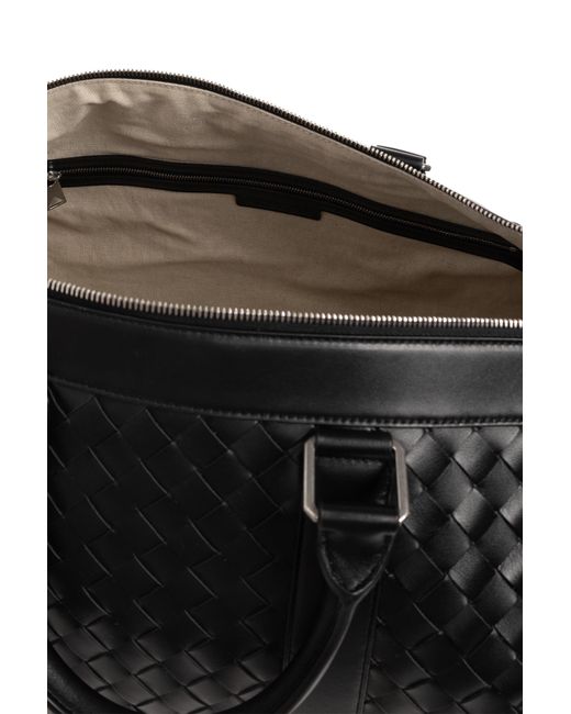 Bottega Veneta Black Duffel Bag With Intrecciato Weave for men