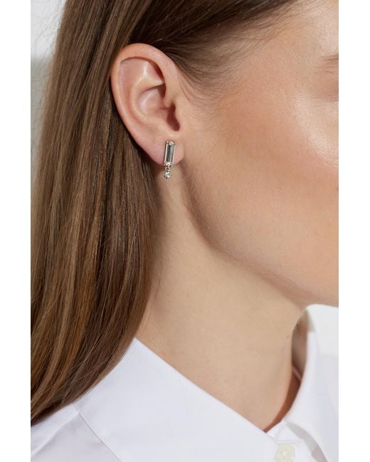 Jil Sander Metallic Earrings With A Shimmering Crystal