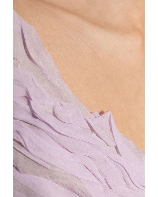 Versace Purple Short Draped Top