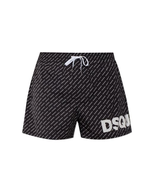DSquared² Black Monogram Swim Shorts for men