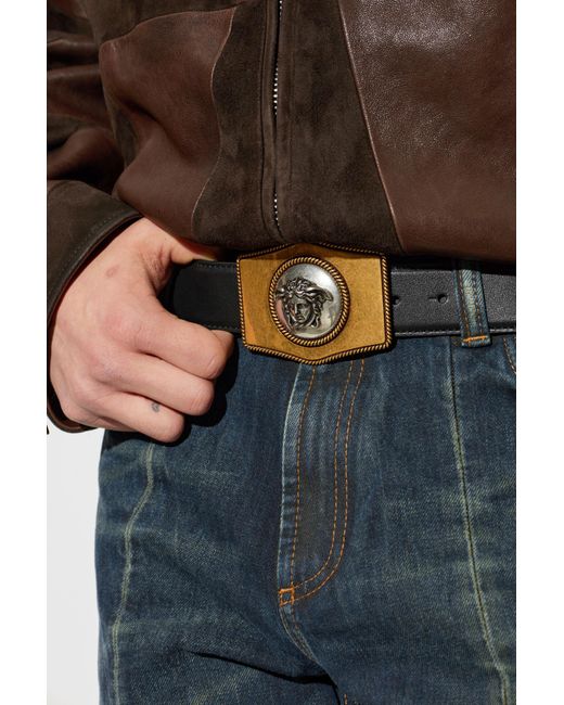 Versace Black Leather Belt for men