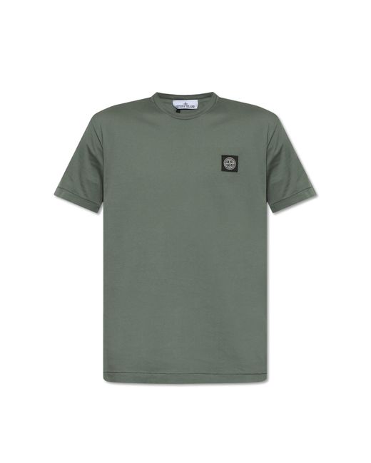 Stone Island Green T-shirt With Logo Patch, for men