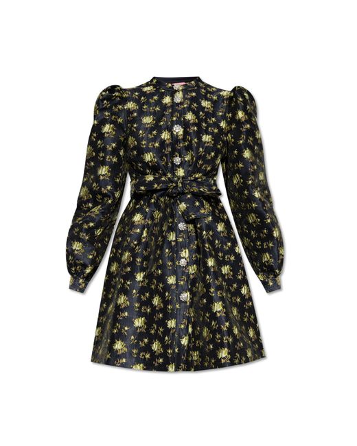 Custommade• Black 'lynett' Dress With Jacquard Pattern,