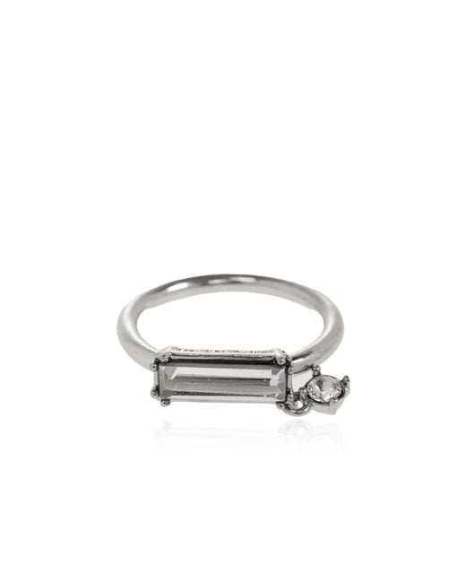 Jil Sander Metallic Ring With Shimmering Crystals