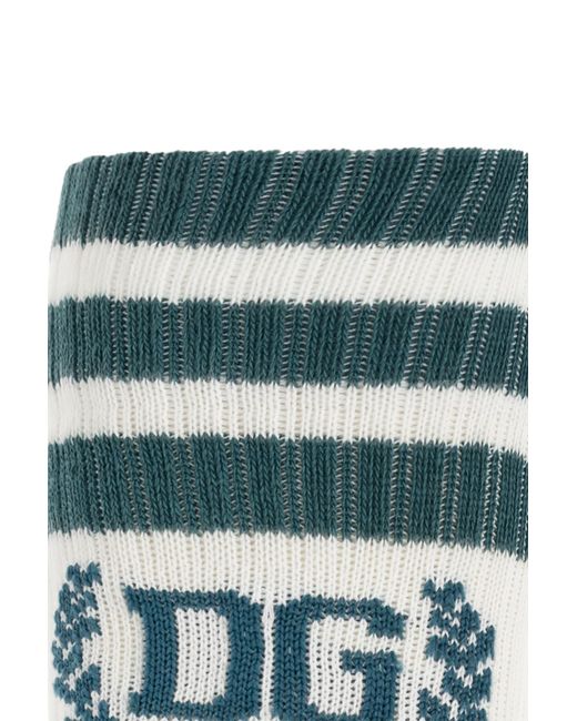 Dolce & Gabbana White Cotton Socks With Logo for men