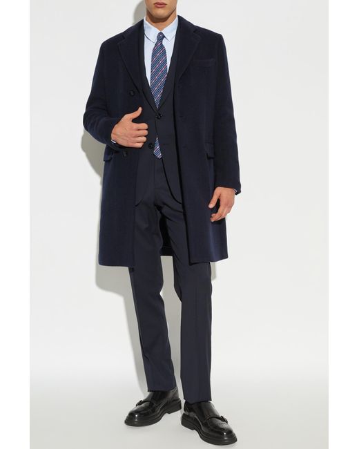 Giorgio Armani Blue Wool Coat for men