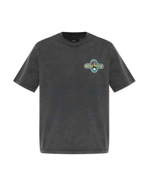 Amiri Gray T-Shirt With A Colorful Print for men