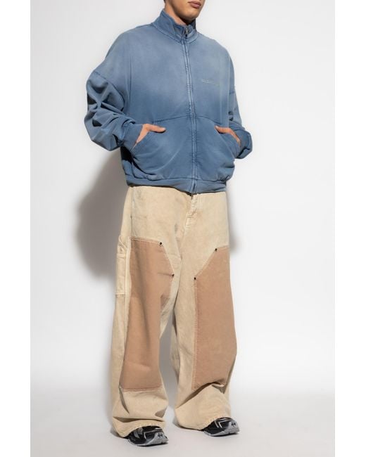 Balenciaga Blue Sweatshirt With Stand-Up Collar for men