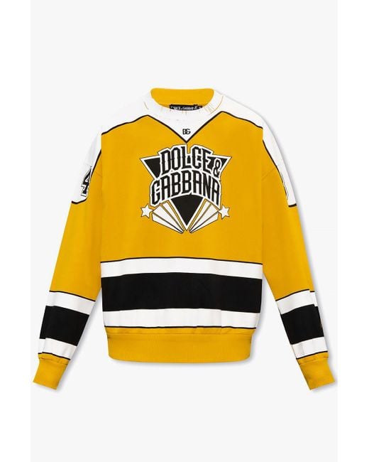 Dolce & Gabbana Yellow Sweatshirt With Logo for men