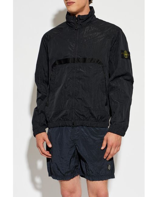 Stone Island Black Jacket With Logo Patch for men