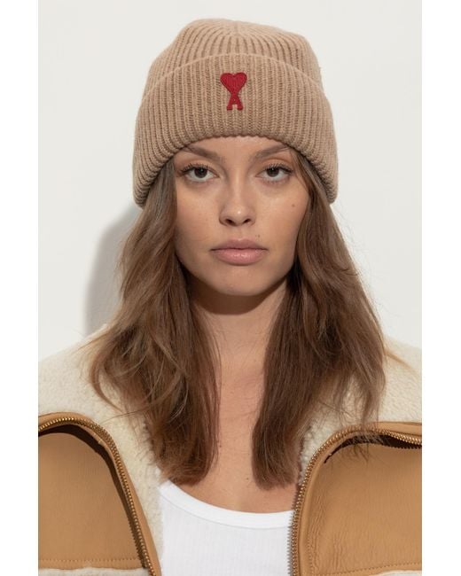 Ami Paris Cap With Logo in Brown | Lyst