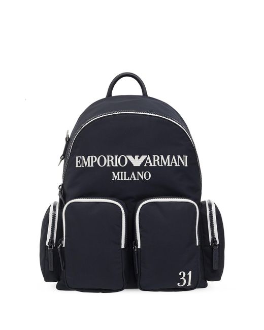 Emporio Armani Blue Backpack With Logo for men