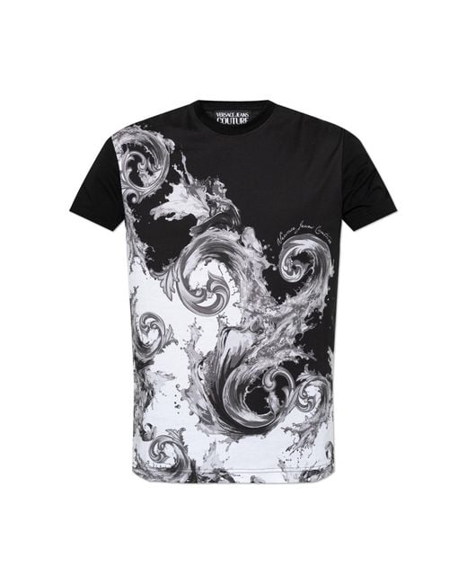 Versace Jeans Couture Black T-Shirt With "Barocco" Print for men