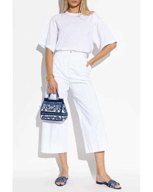 Dolce & Gabbana White Creased Trousers