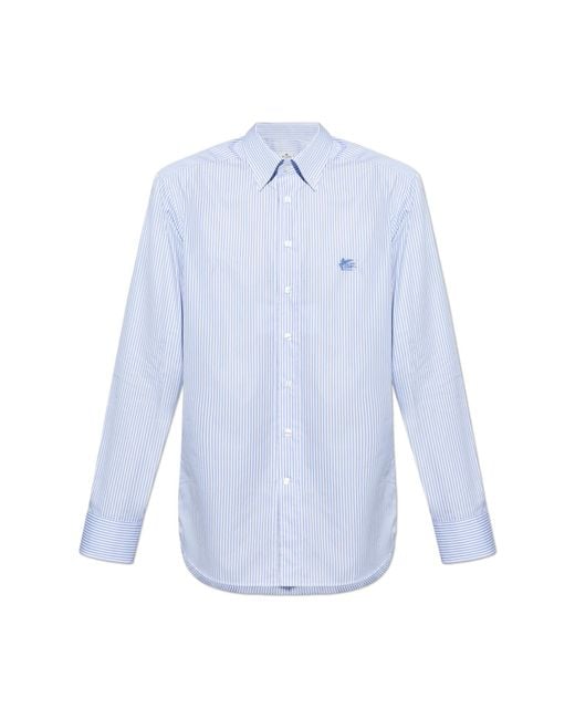 Etro Blue Shirt With Stripe Pattern for men